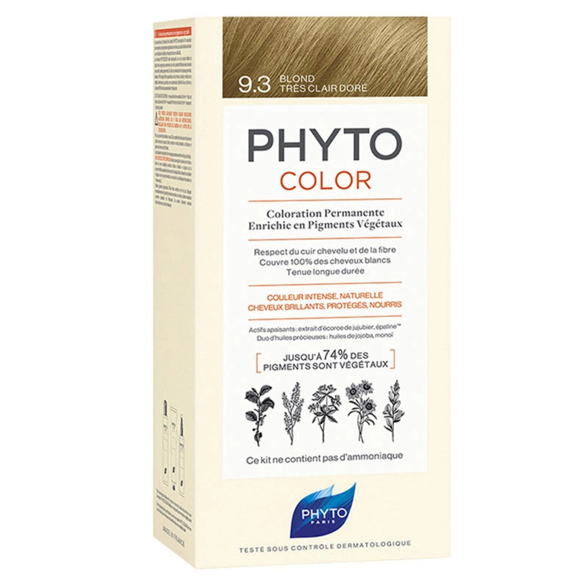 Phyto, Color, ilgalaikiai plaukų dažai, 9.3 labai šviesi auksinė blondinė, 50 ml