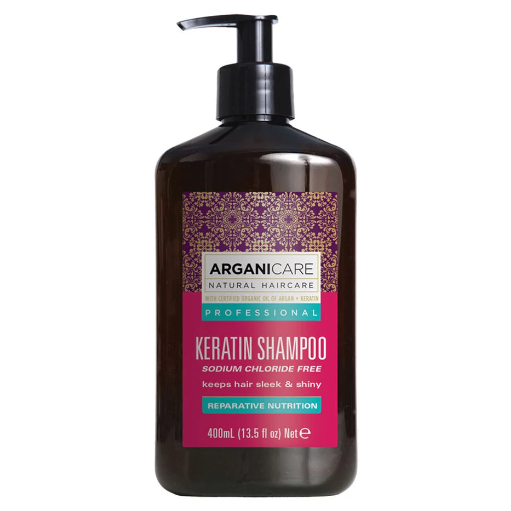 Arganicare, Keratin, plaukų šampūnas, atkuriamasis ir maitinamasis, 400 ml