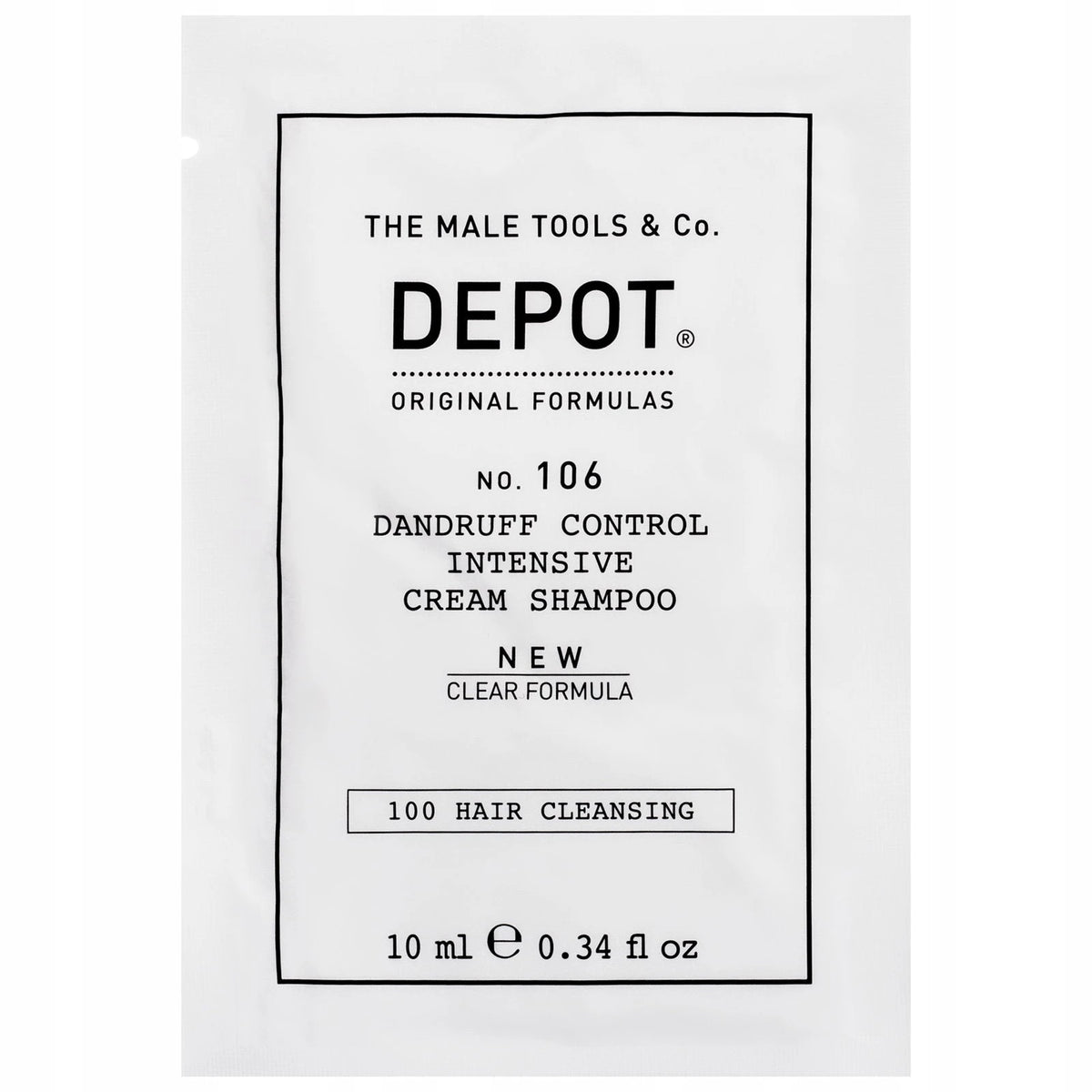 Depot, 100 Hair Cleansing No. 106 Clear Formula, Pro-Vitamin B5, Hair Shampoo, Anti-Dandruff, 10 ml
