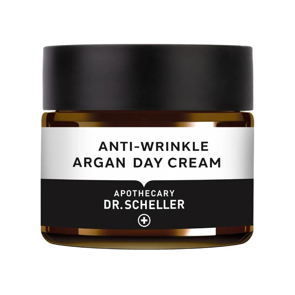 Dr. Scheller, apsauginis arganų, veganiškas, be alkoholio, be glitimo, be laktozės, be sulfatų, stangrinantis ir prieš raukšles, dieninis, kremas, veidui, 50 ml