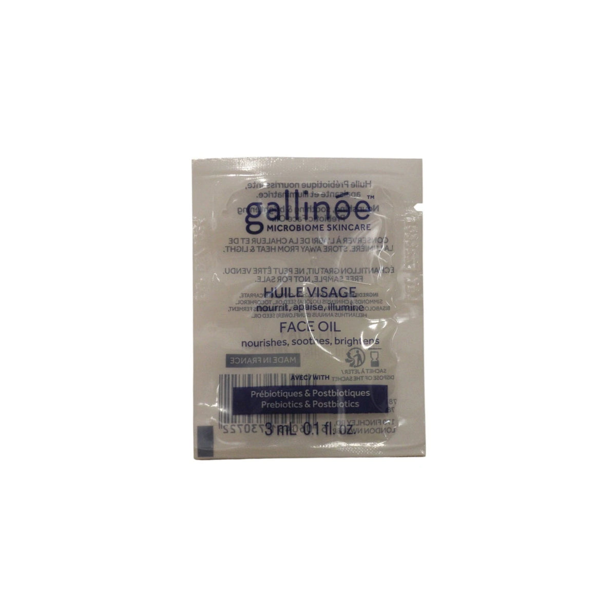 Gallinee, Microbiome Skincare, Prebiotikai & Postbiotikai, Maitinamasis, Aliejus, Veidui, 3 ml *Sample