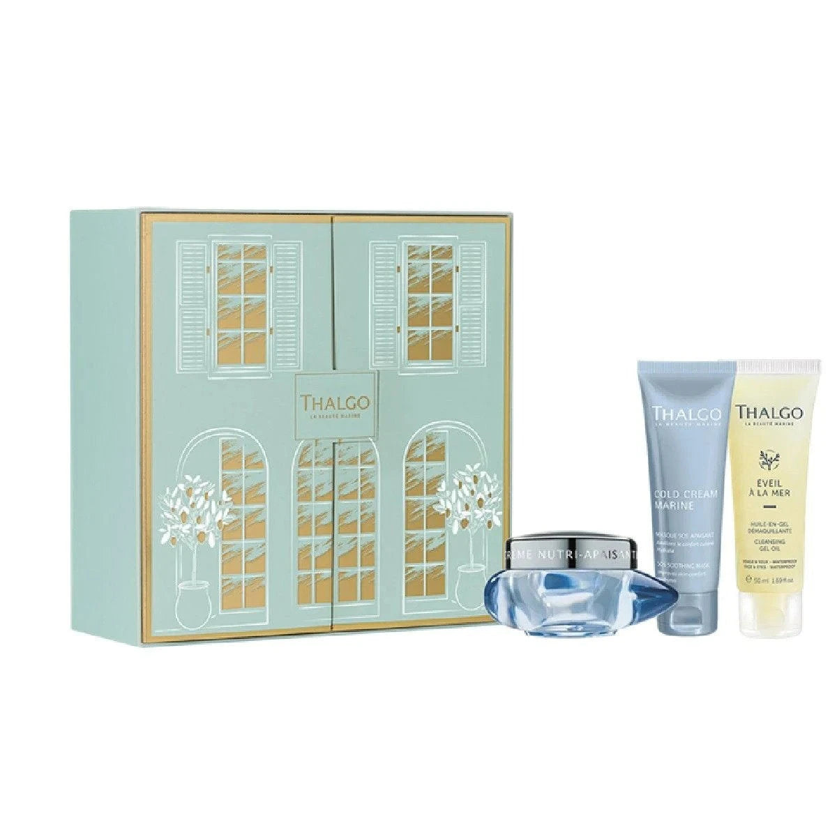 Gift Box Set Thalgo: Eveil à la Mer, Cleanser, Cleansing Gel, For Face, 50 ml + Cold Cream Marine, Soothing, Cream, For Face, 50 ml + Cold Cream Marine Sos, Soothing, Cream Mask, For Face, 50 ml