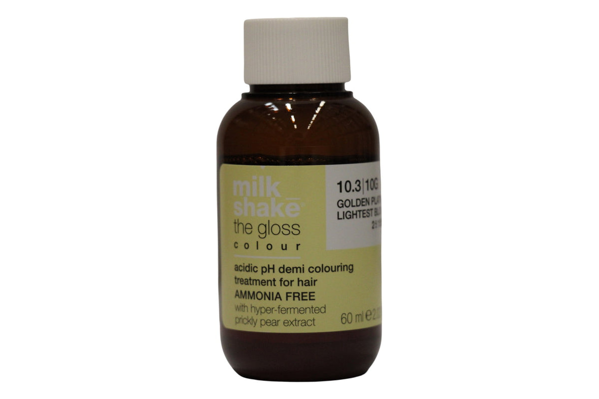 milk_shake The Gloss Colour rūgštinio pH pusiau ilgalaikiai plaukų dažai 10.3, auksinė platininė šviesiausia blondinė, 60 ml