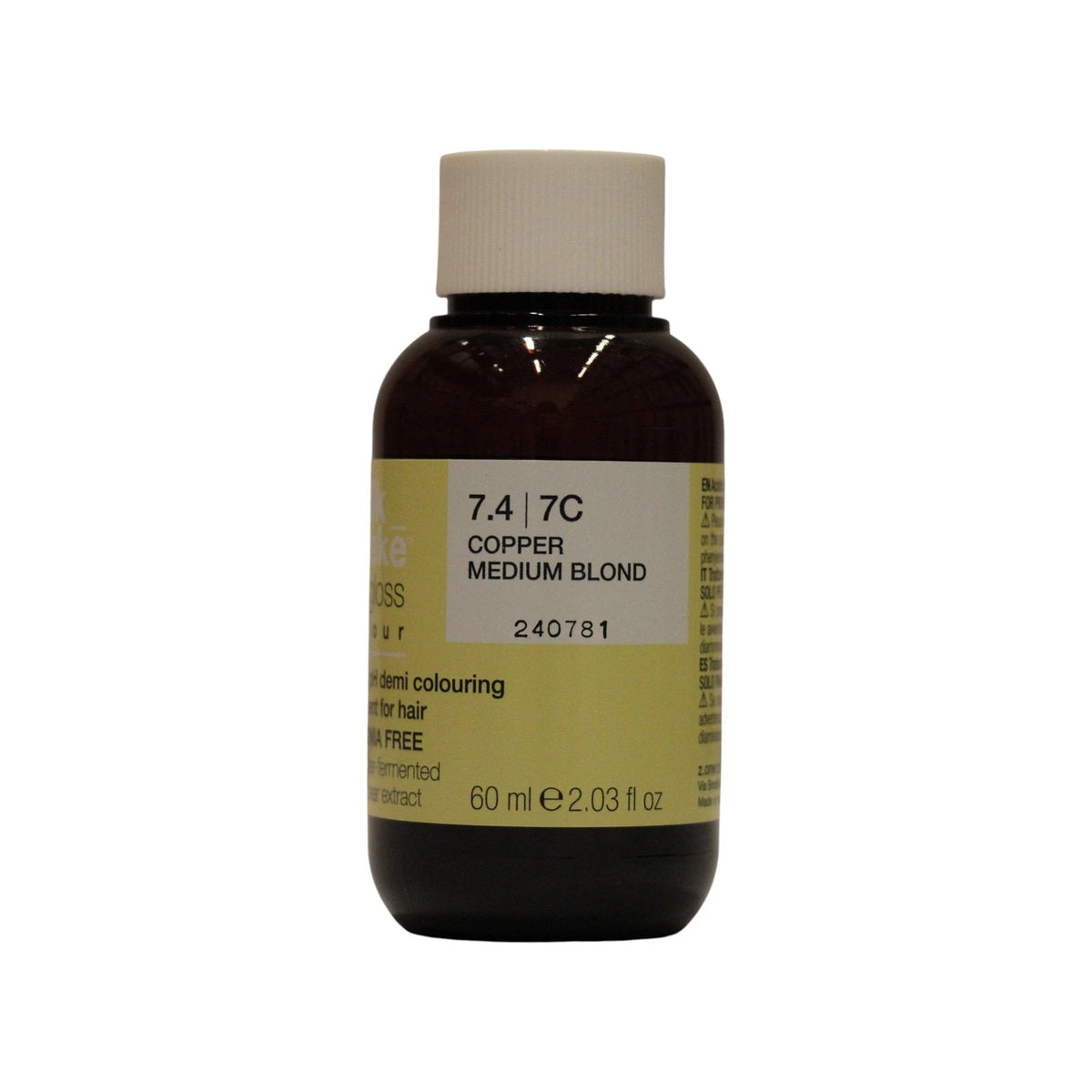 Milk Shake, The Gloss Acidic pH, pusiau ilgalaikiai plaukų dažai, 7.4 Biondo Rame, 60 ml