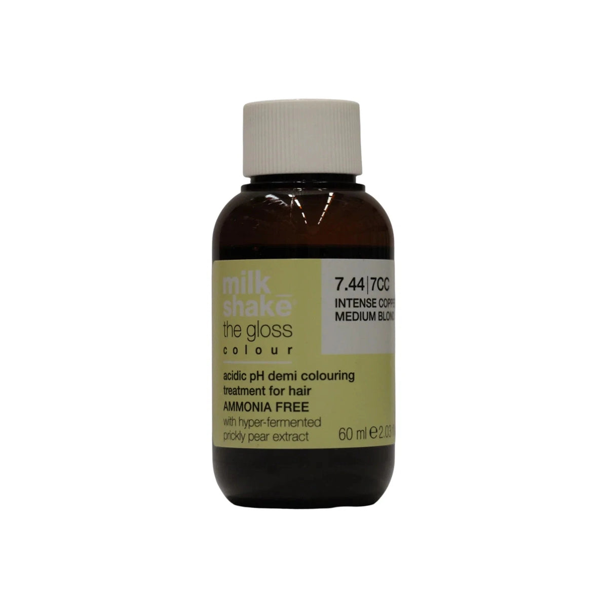 Milk Shake, The Gloss Acidic pH, pusiau ilgalaikiai plaukų dažai, 7.44 intensyvi varinė vidutinė blondinė, 60 ml