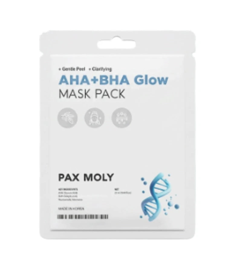 PaxMoly, AHA + BHA, švytėjimui, lakštinė kaukė, veidui, dienai ir nakčiai, 25 ml