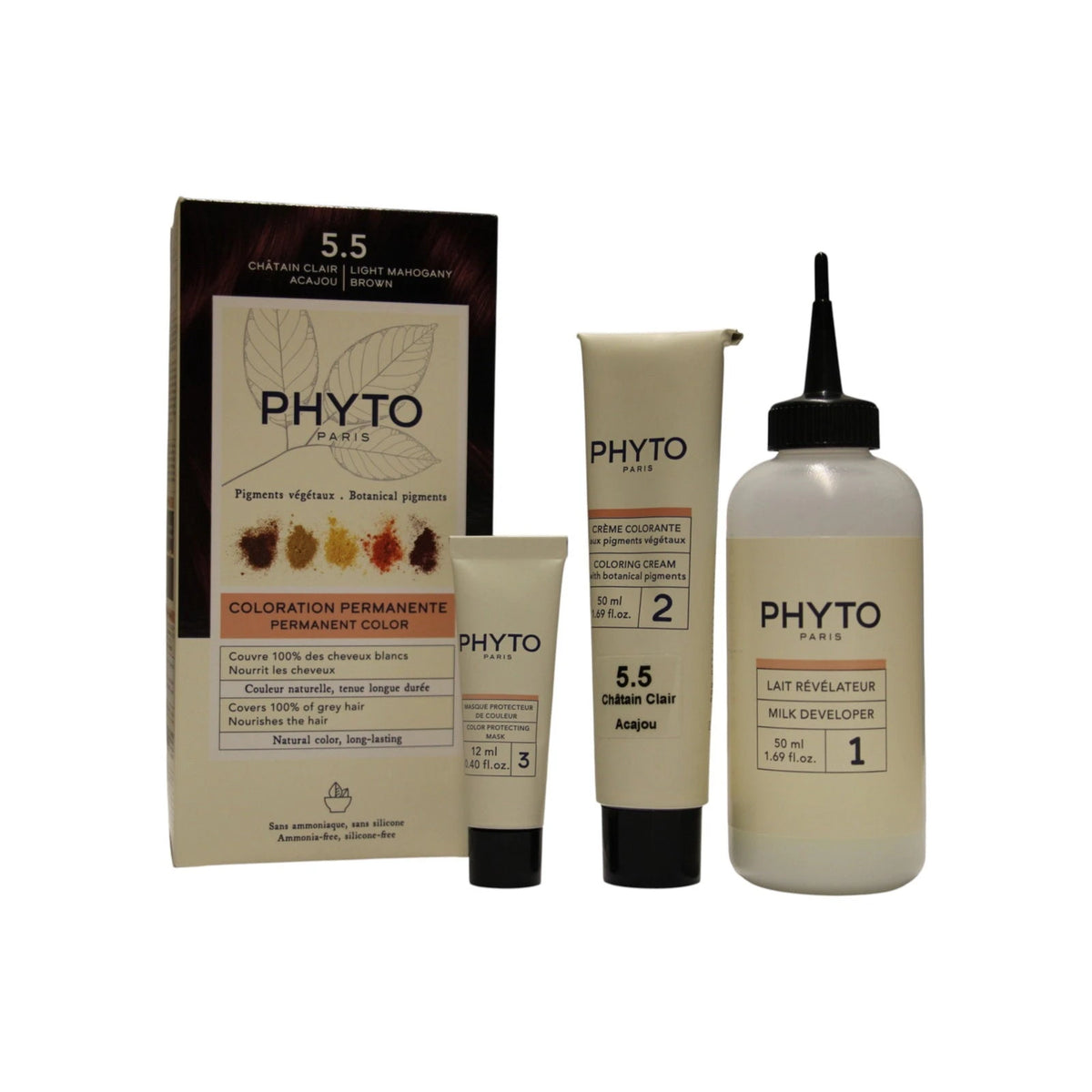 Phyto, Color Kit Coloration, ilgalaikiai plaukų dažai, 5.5 Light Mahogany Brown, 50 ml