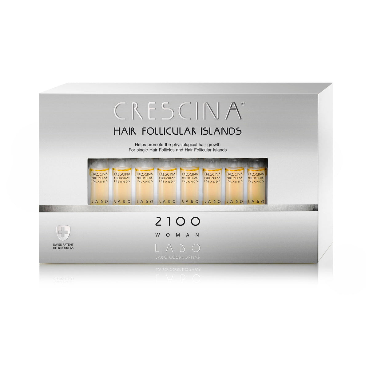 Set, Labo Suisse, Crescina Follicular Islands 2100, For Growth Stimulation, Ampoules Treatment Serum, For Scalp, For Women, 20 pcs
