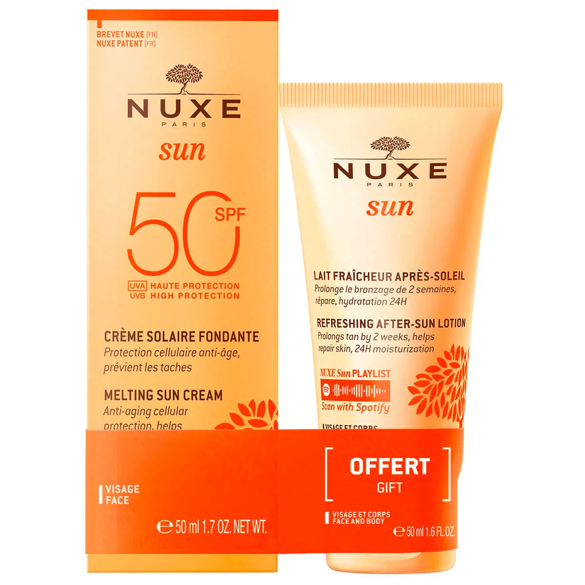 Set Nuxe: Sun, UV Protection, Sunscreen Cream, For Face, SPF 50, 50 ml + Sun, Sun Protection, After-Sun Lotion, 50 ml
