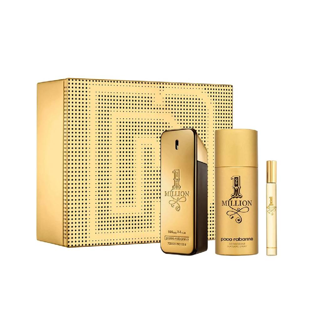 Set Paco Rabanne: 1 Million, Eau De Toilette, For Men, 100 ml + 1 Million, Eau De Toilette, For Men, 10 ml + 1 Million, Shower Gel, For All Skin Types, 100 ml