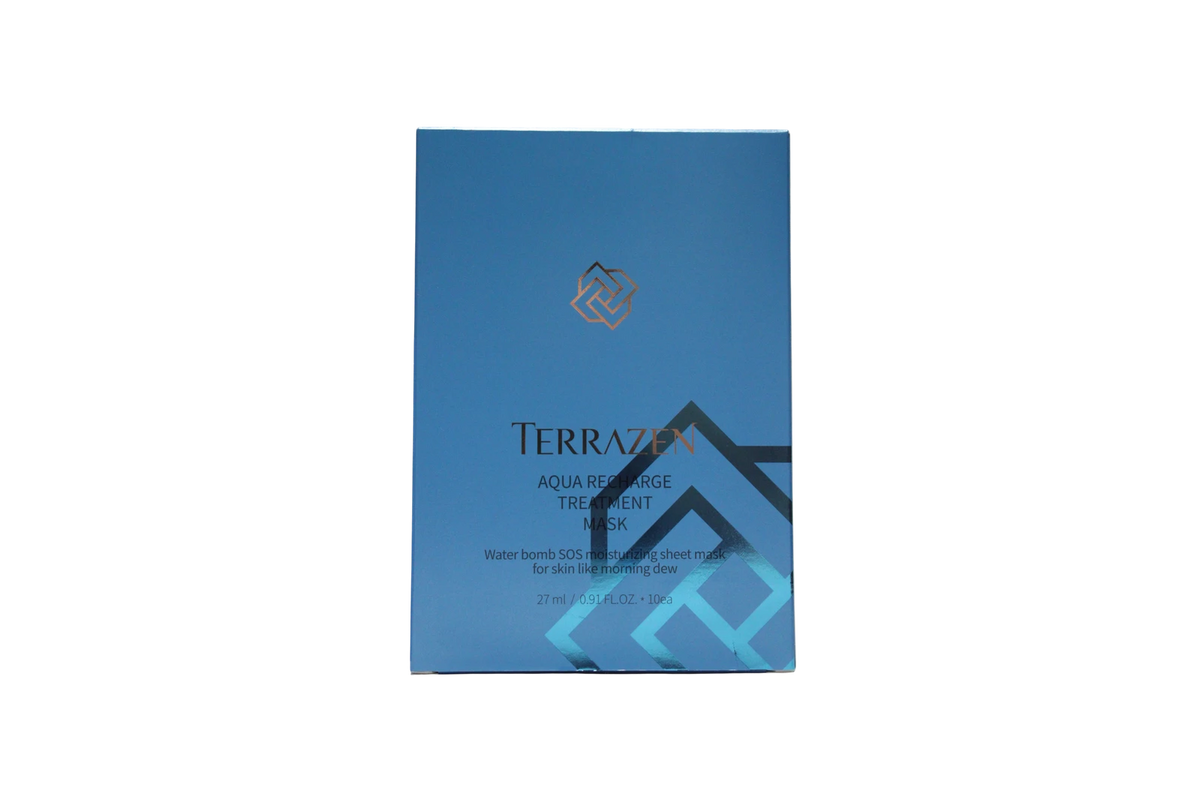 Rinkinys, Terrazen, Aqua Recharge, drėkinamoji, lakštinė kaukė, veidui, 10 vnt., 27 ml