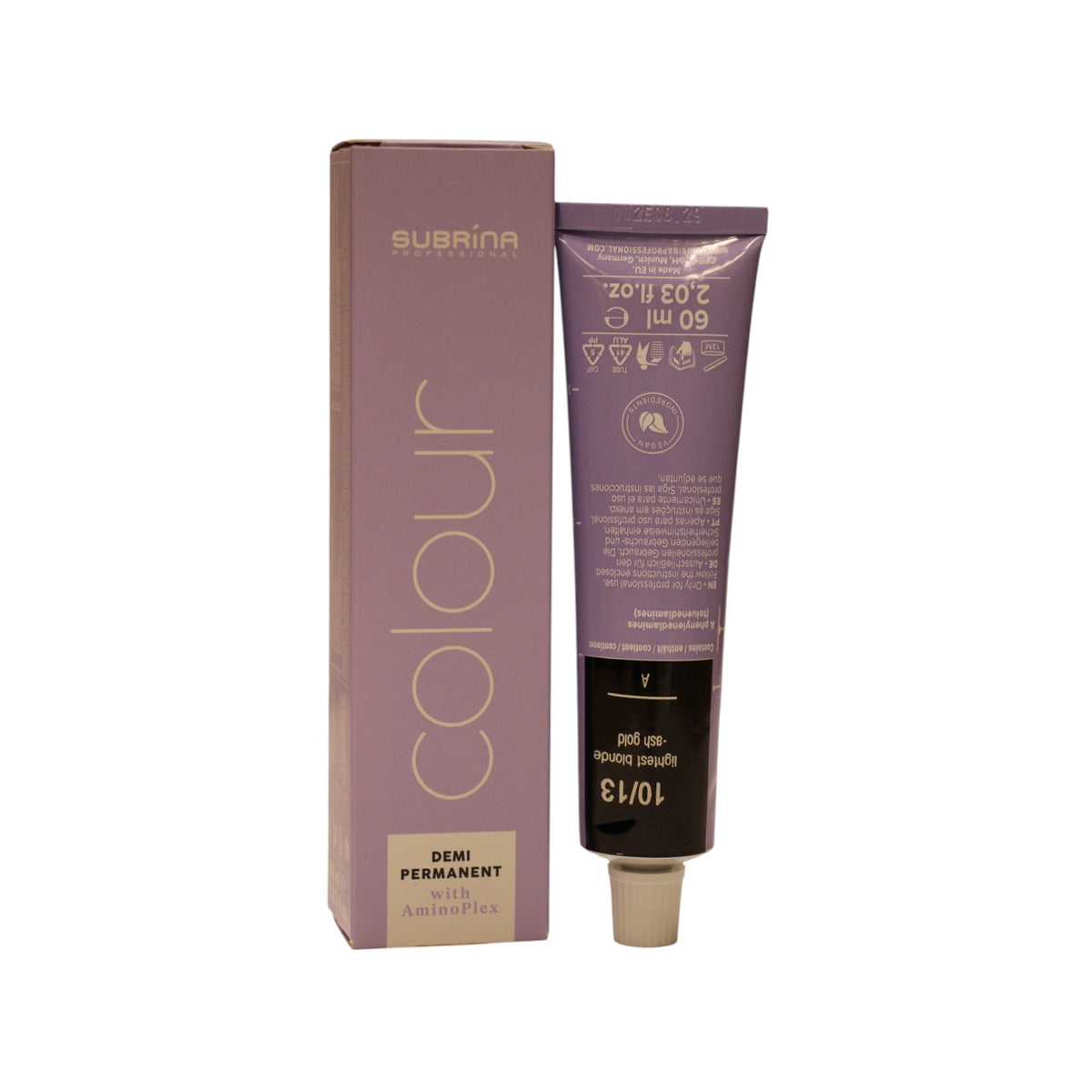 Subrina Professional pusiau ilgalaikiai plaukų dažai 10/13 šviesiausia pelenų auksinė blondinė 60 ml