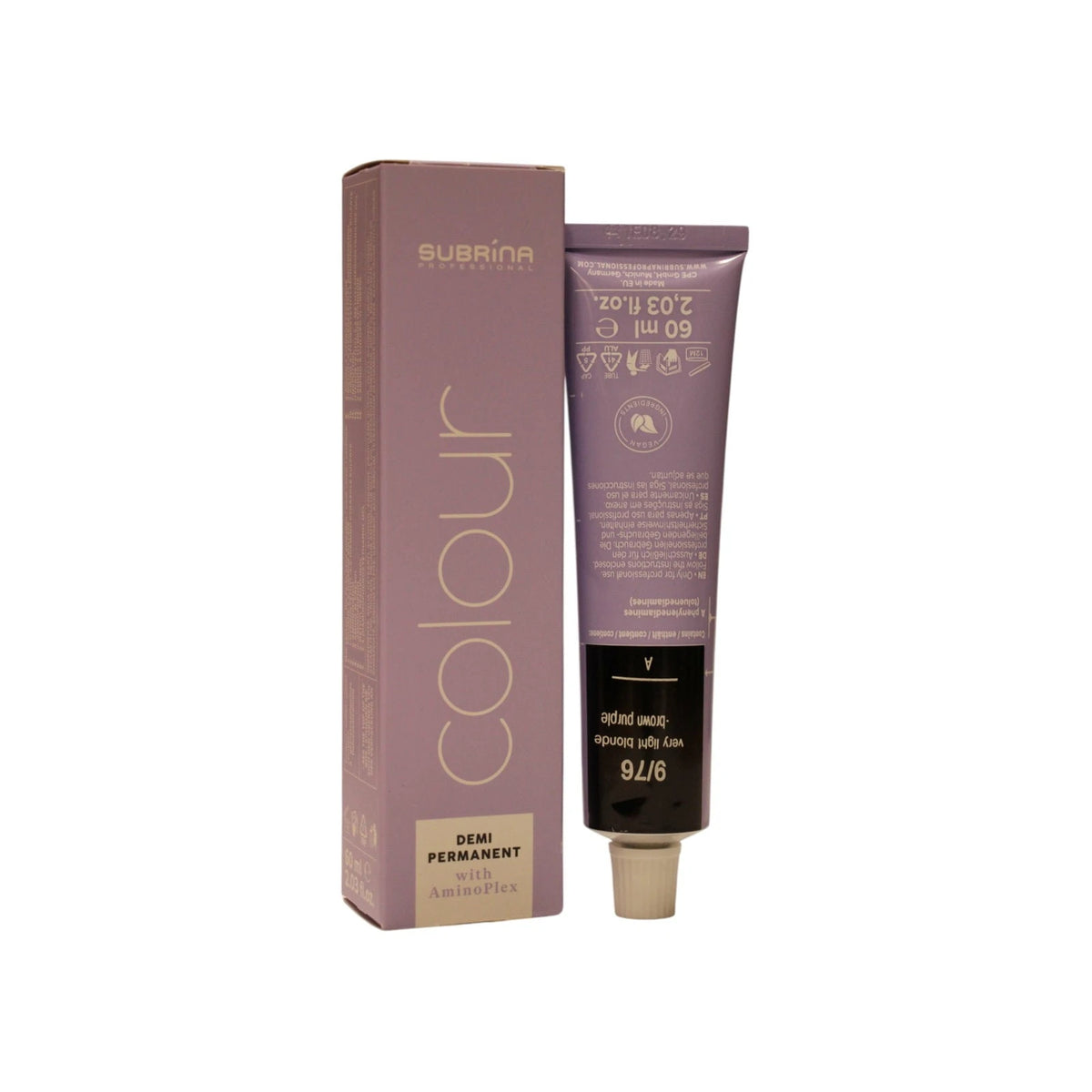 Subrina Professional, pusiau ilgalaikė spalva, pusiau ilgalaikiai plaukų dažai, 9/76 labai šviesi perlinė violetinė blondinė, 60 ml
