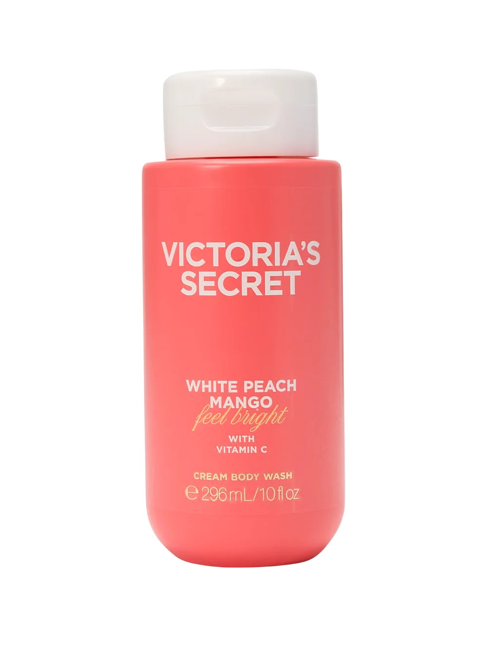 Victoria's Secret White Peach Mango Feel Bright kreminis kūno prausiklis su vitaminu C, 296 ml